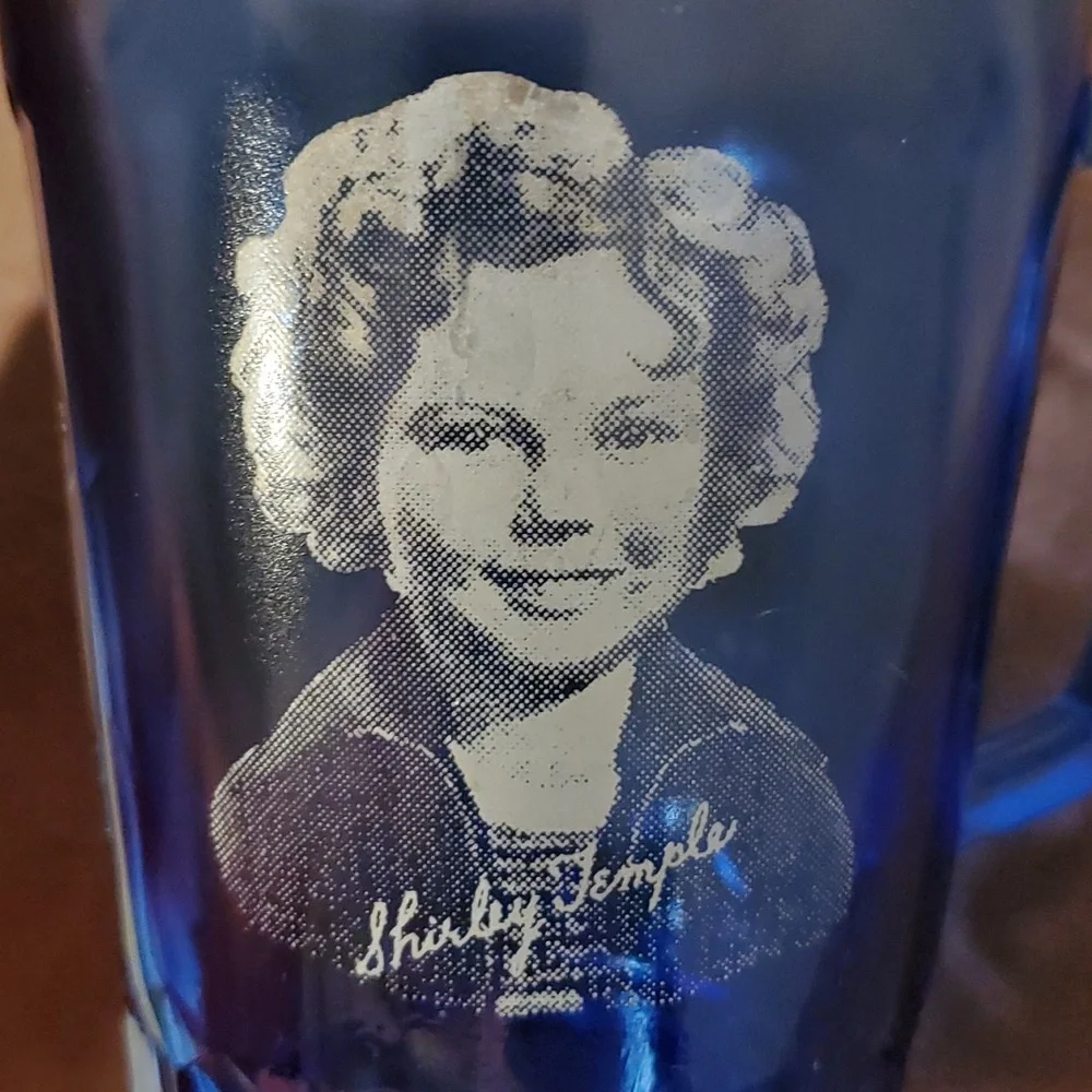 Antique 1930's Shirley Temple Hazel Atlas Cobalt Blue Depression Glass - Picture 7 of 8
